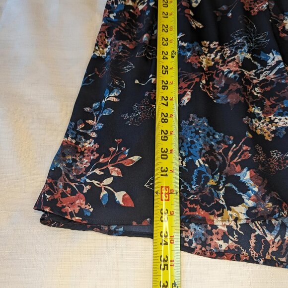 DR2 Navy Blue‎ Casual Floral Popover V-Neck 3/4 Sleeve Dress - Picture 4 of 7